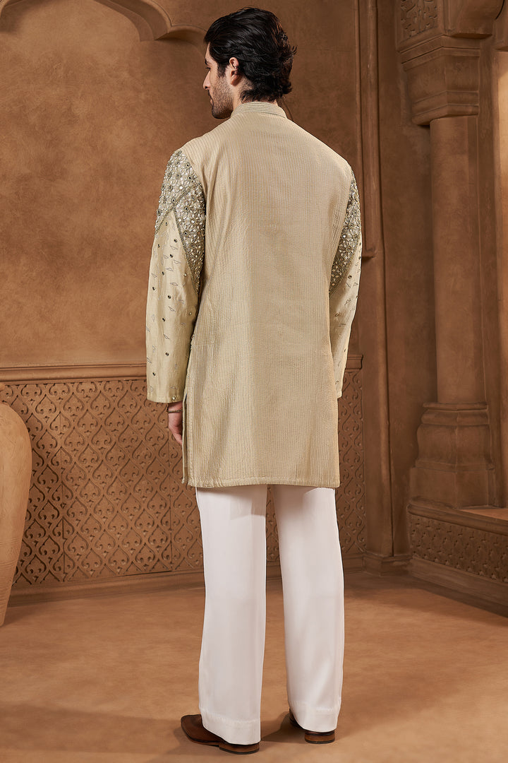 Pistachio Chanderi Mirror Work Kurta Set