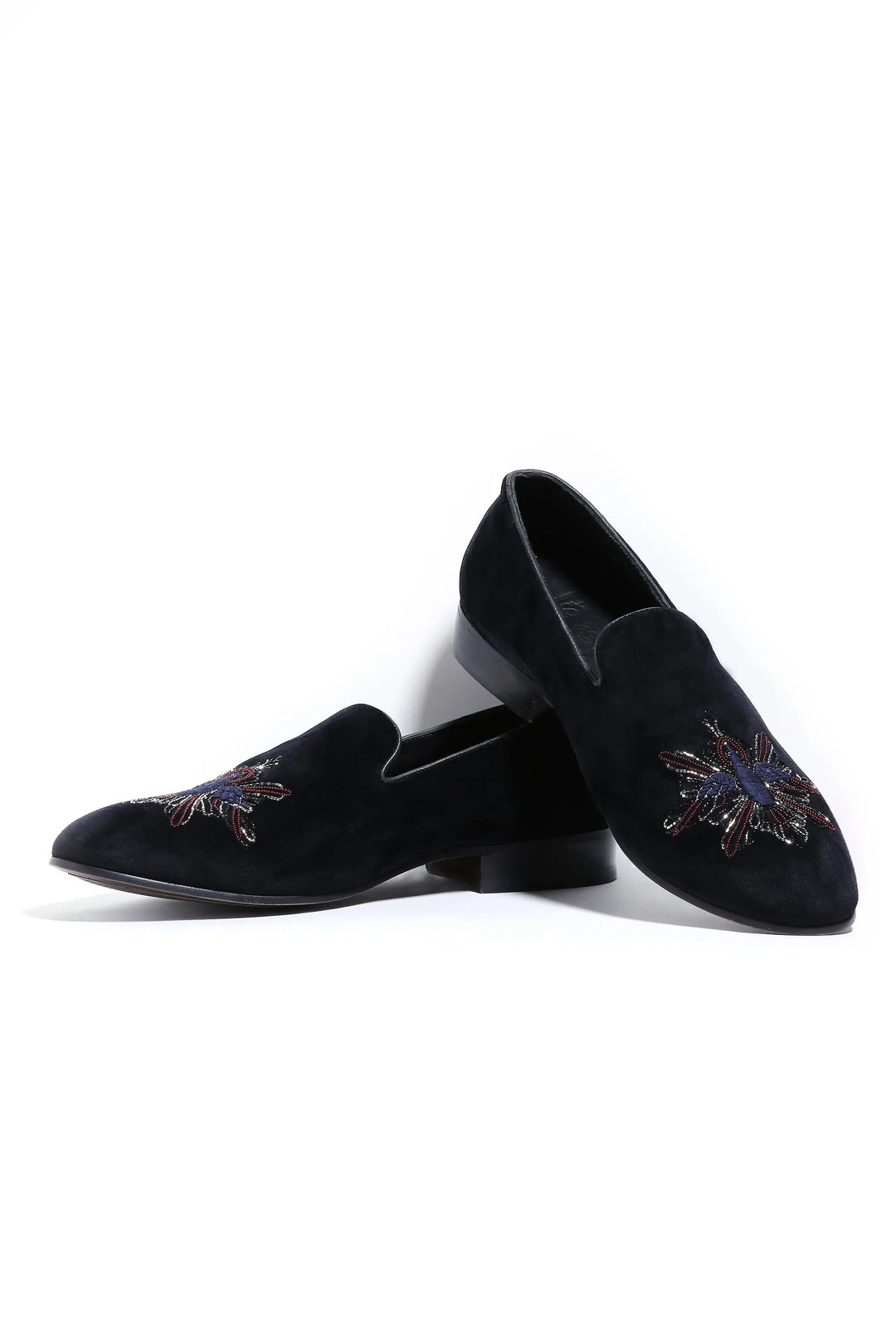 Avian Elegance Velvet Slip-Ons - Asuka Couture