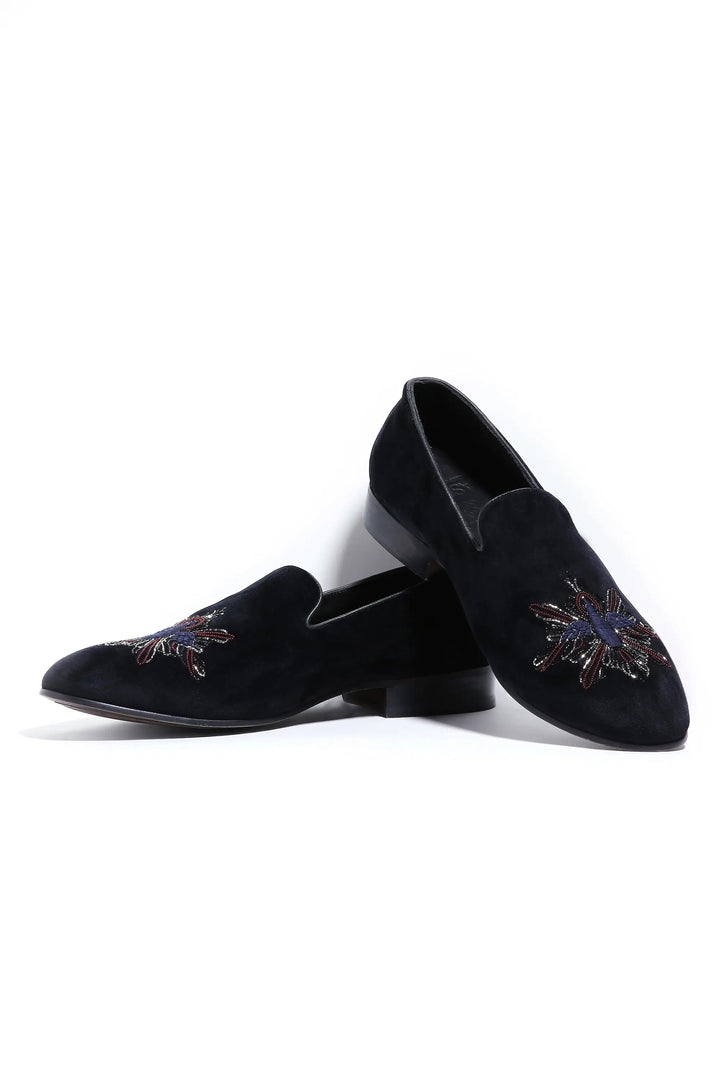Avian Elegance Velvet Slip-Ons - Asuka Couture