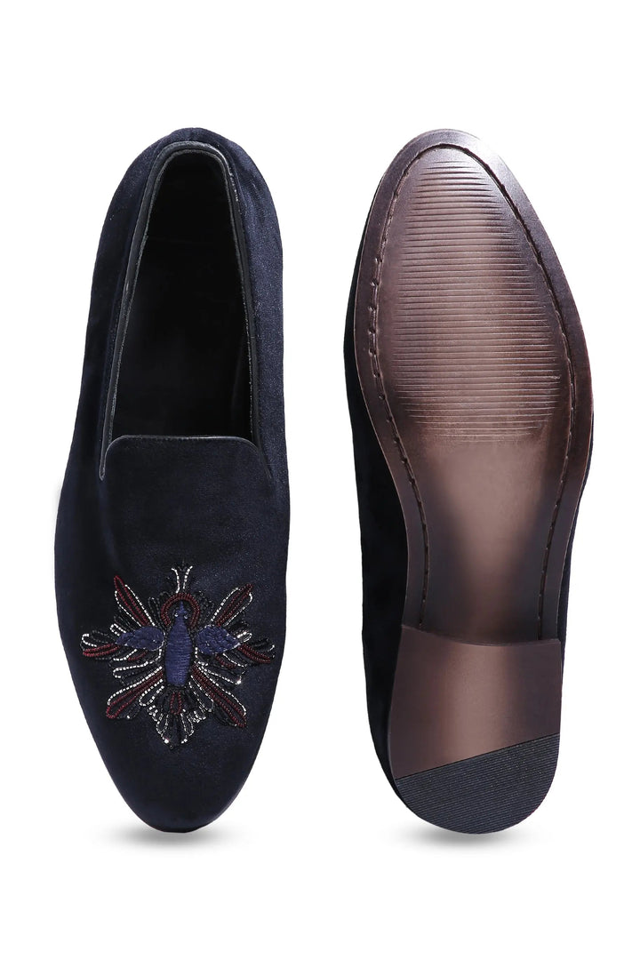 Avian Elegance Velvet Slip-Ons - Asuka Couture