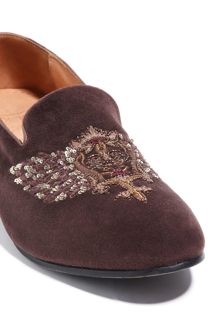 Luxe Crowned Elegance Velvet Slip-ons - Asuka Couture