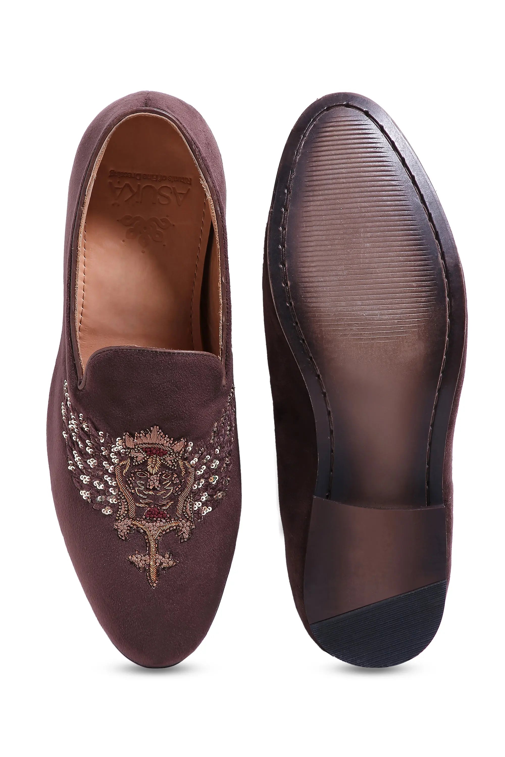 Buy Luxe Crowned Elegance Velvet Slip-ons – Asuka Couture
