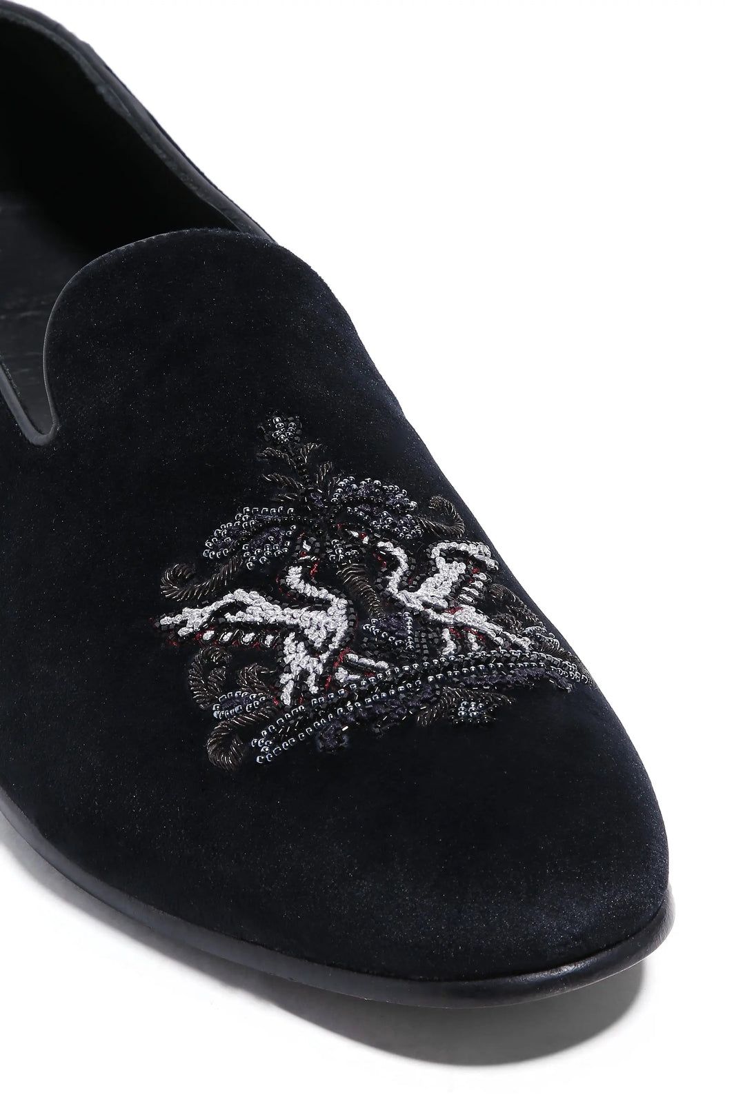 Crowned Swan Velvet Elegance Slip-Ons - Asuka Couture