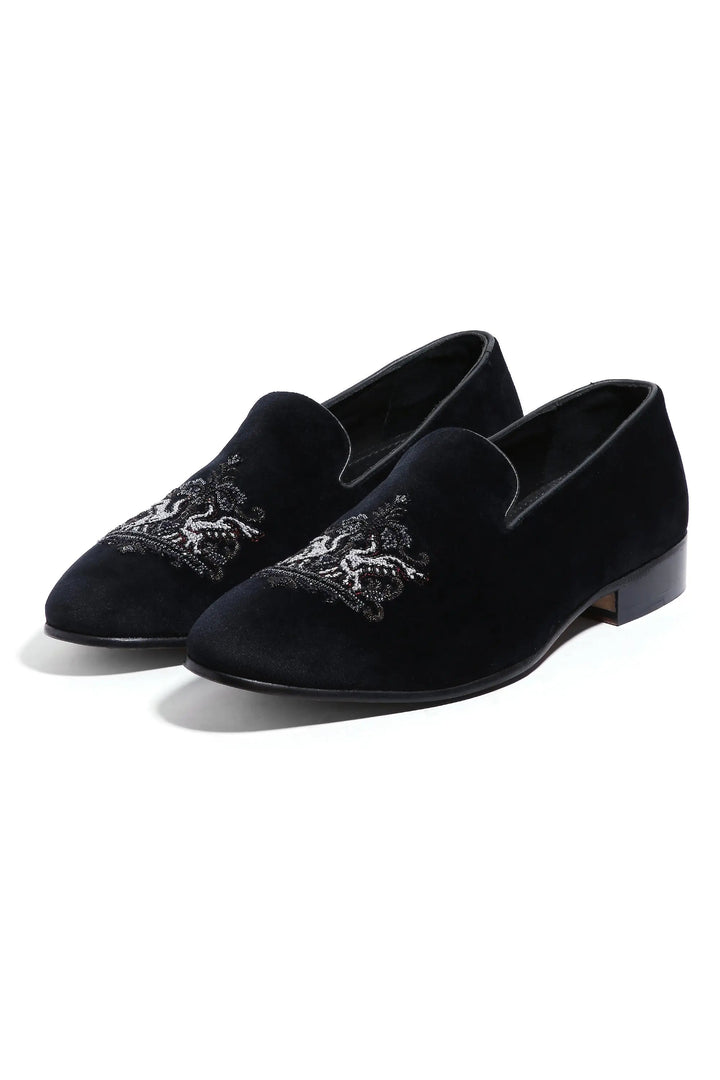 Crowned Swan Velvet Elegance Slip-Ons - Asuka Couture