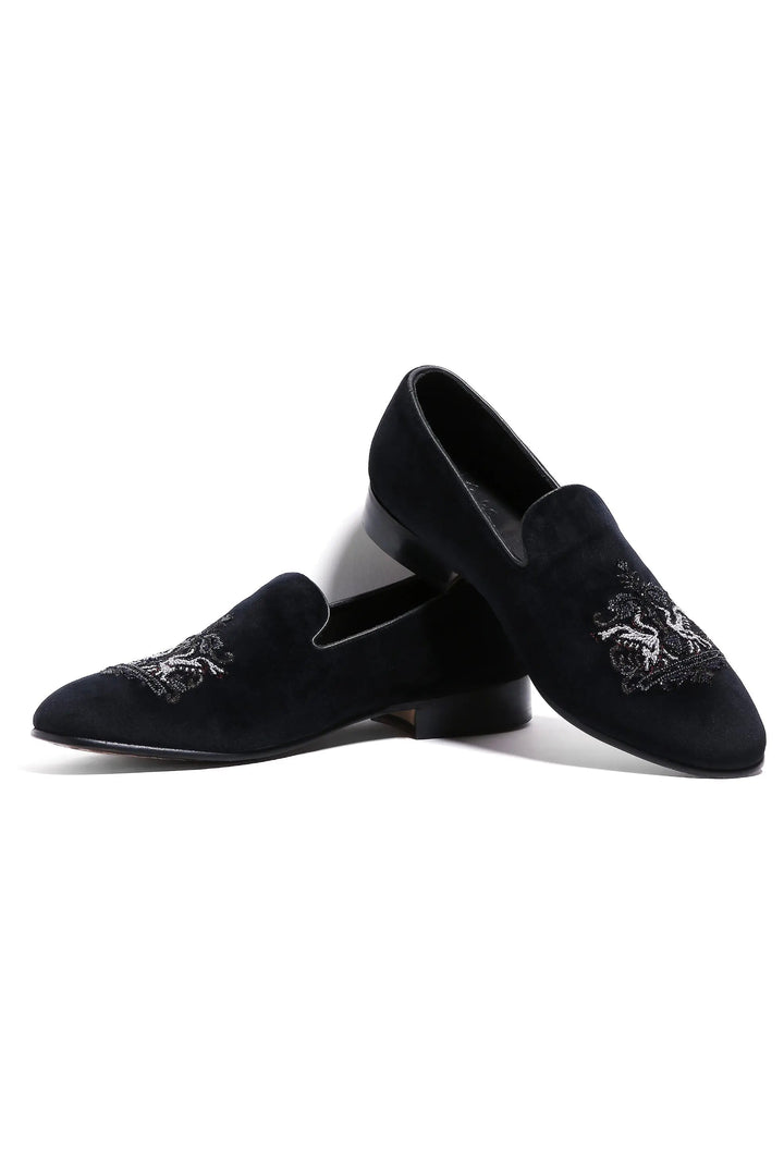 Crowned Swan Velvet Elegance Slip-Ons - Asuka Couture