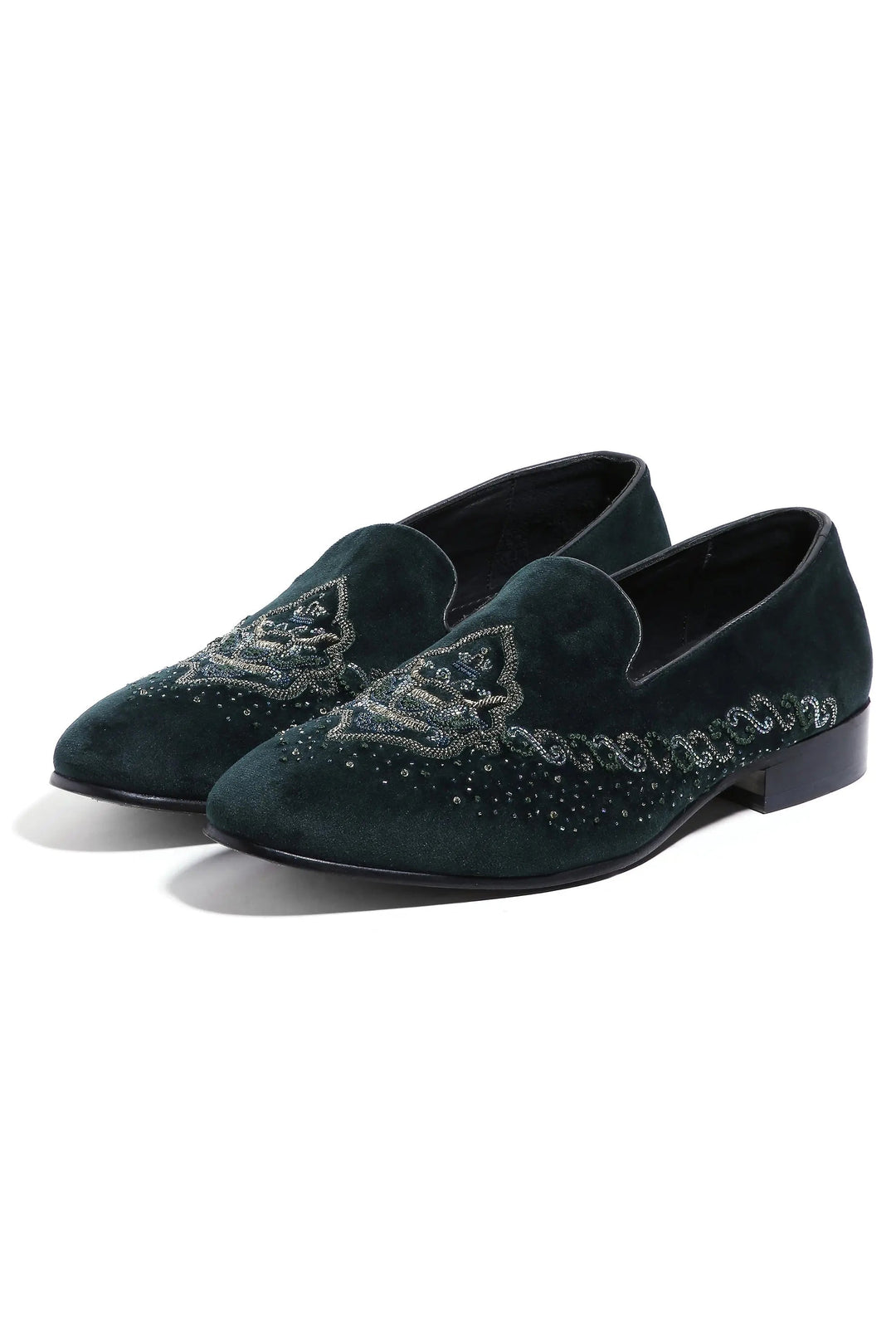 Regal Emerald Emblem Slip-Ons - Asuka Couture