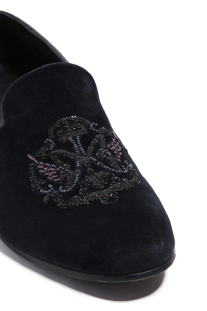 Noir Opulence Velvet Slip-Ons - Asuka Couture