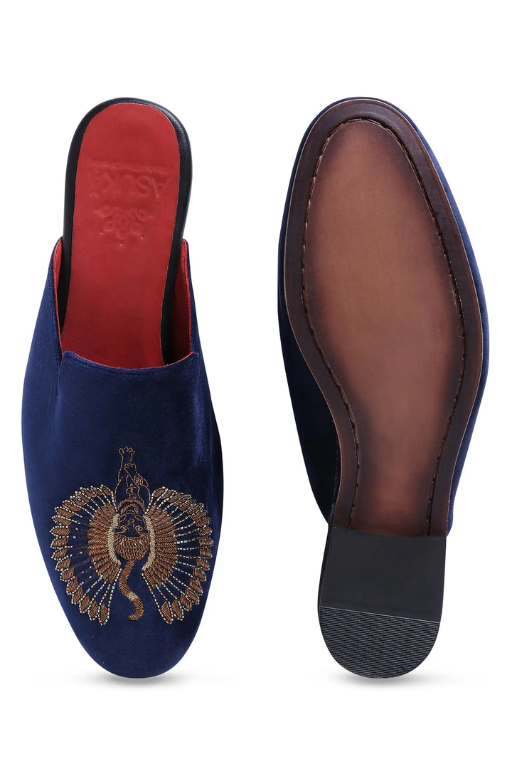 Pharaoh's Gaze Royal Blue Mules - Asuka Couture