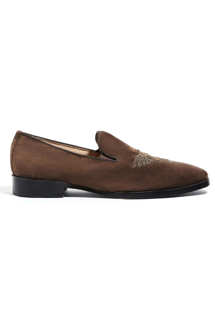 Falcon Crest Tan Velvet Slip-Ons - Asuka Couture