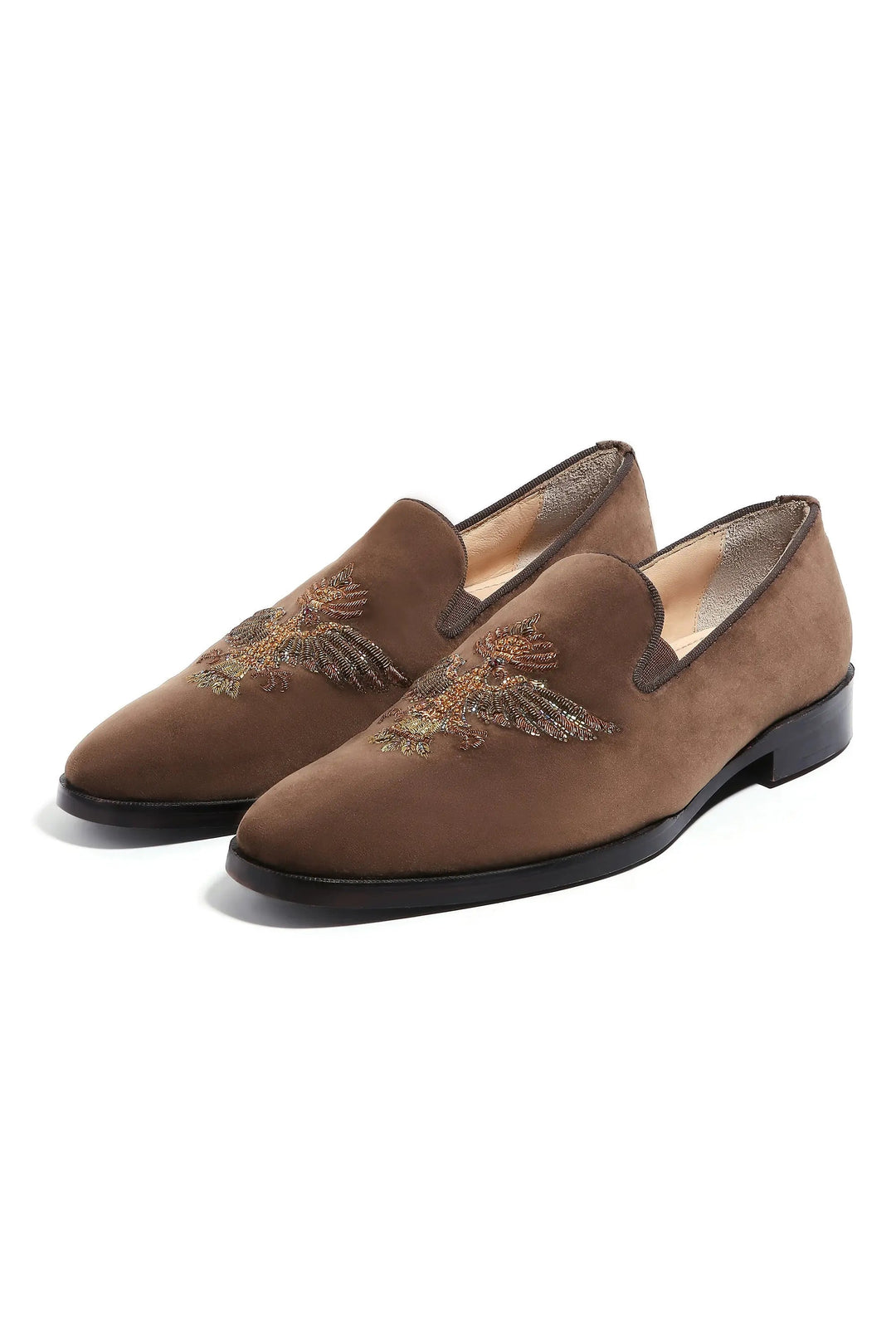 Falcon Crest Tan Velvet Slip-Ons - Asuka Couture