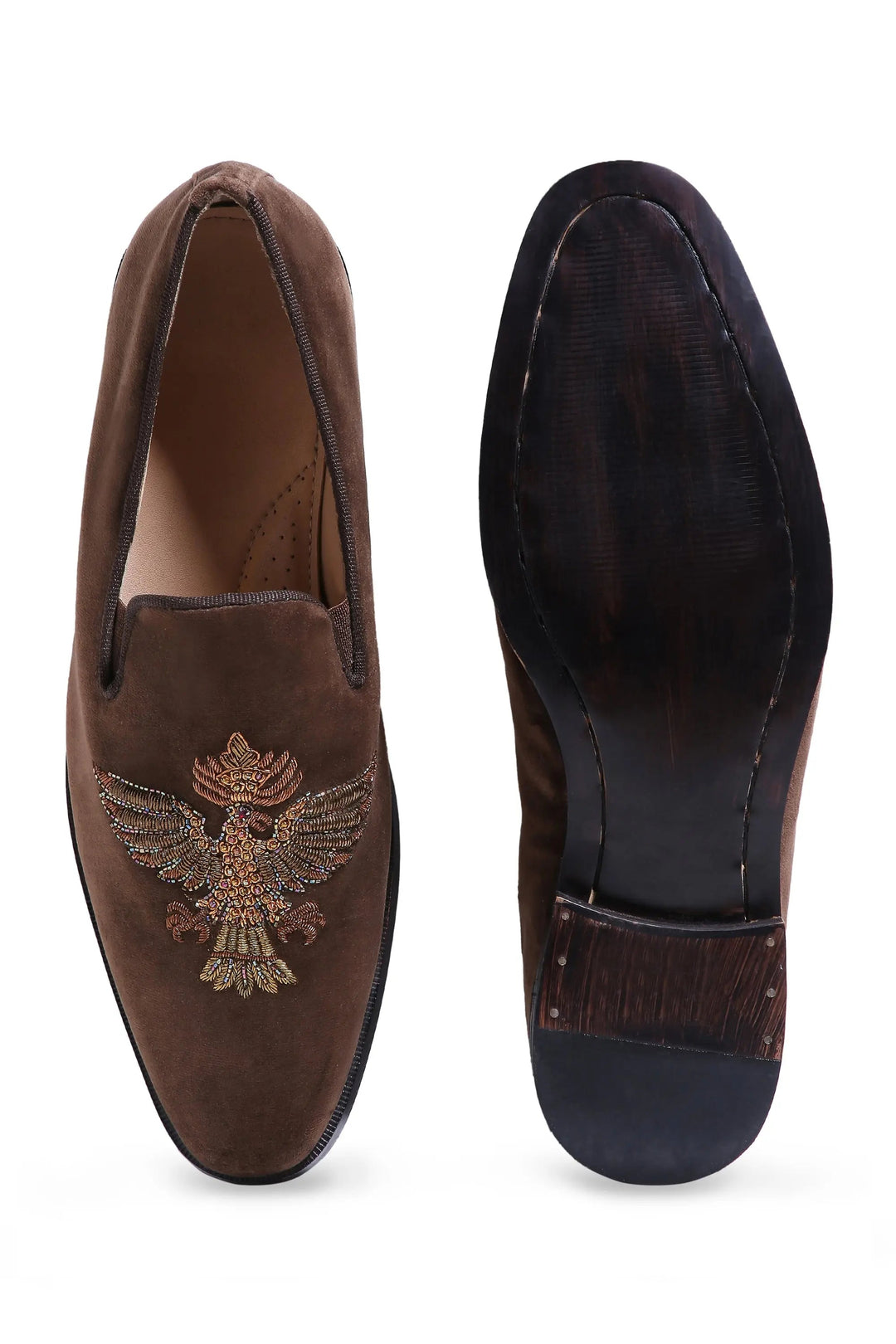 Falcon Crest Tan Velvet Slip-Ons - Asuka Couture