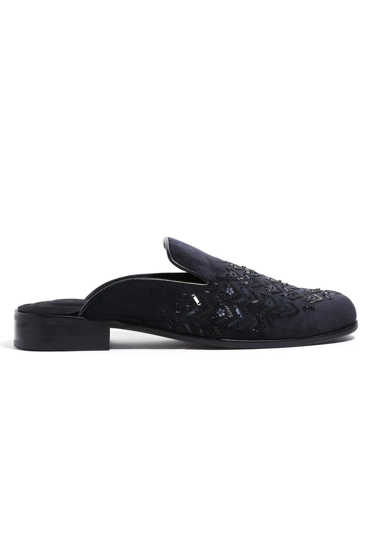 Midnight Geometry Velvet Mules - Asuka Couture