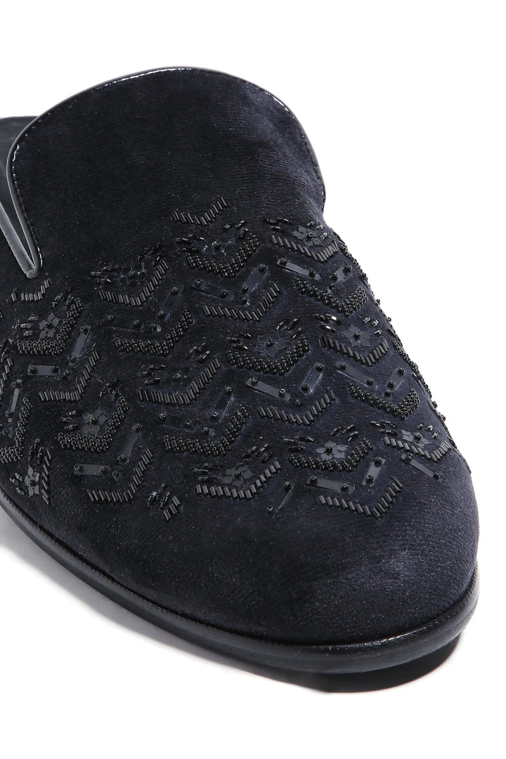 Midnight Geometry Velvet Mules - Asuka Couture