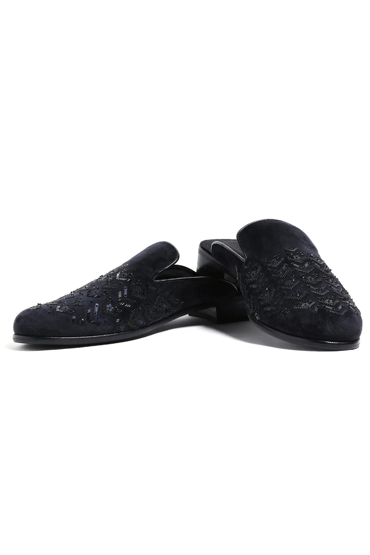 Midnight Geometry Velvet Mules - Asuka Couture