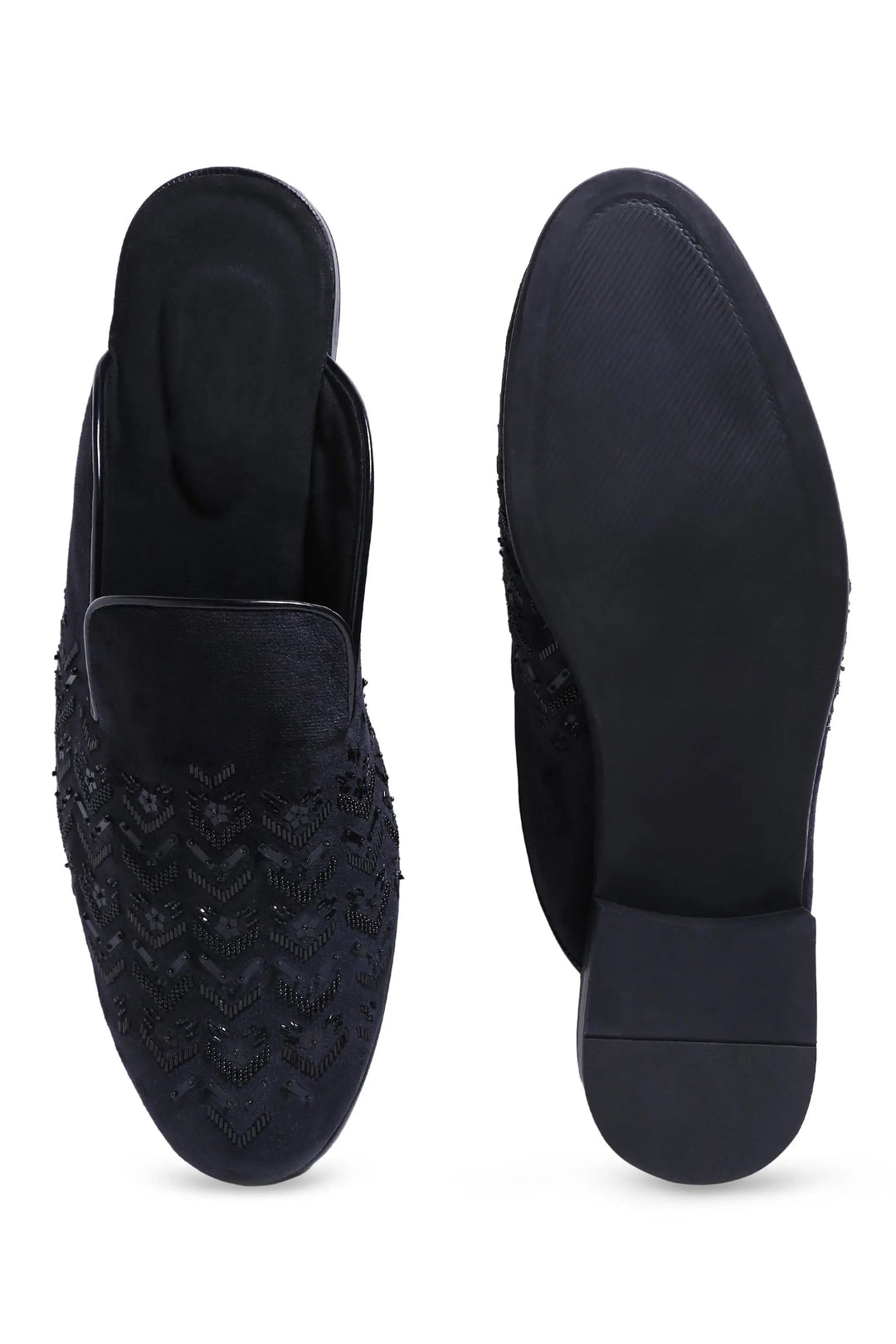 Midnight Geometry Velvet Mules - Asuka Couture
