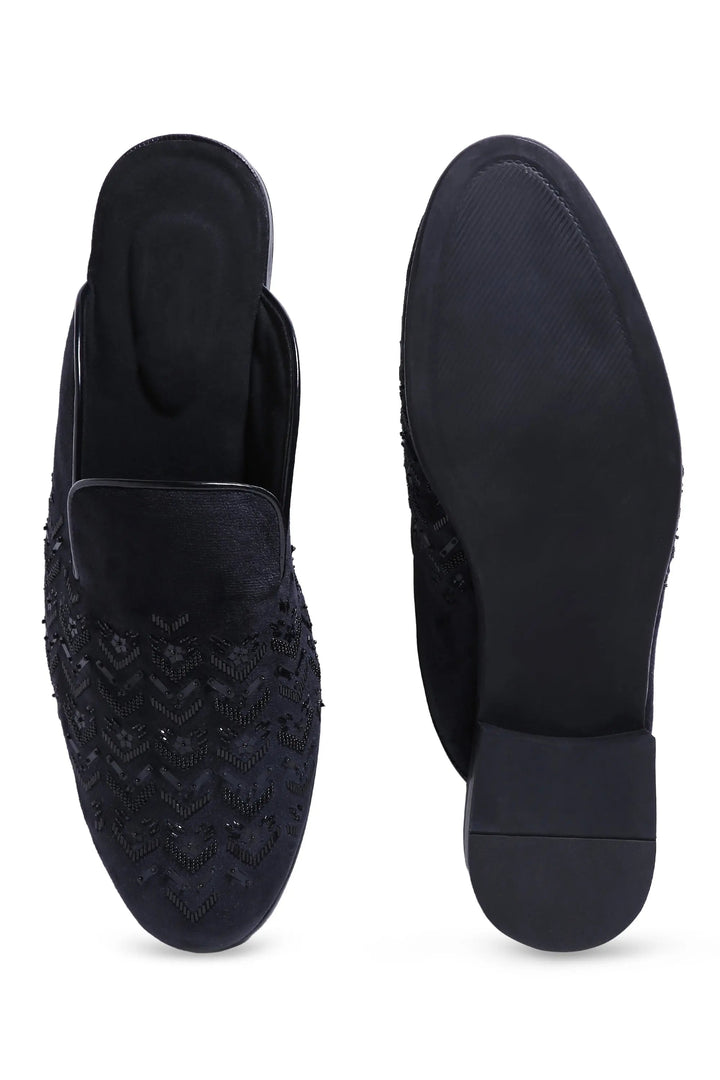 Midnight Geometry Velvet Mules - Asuka Couture