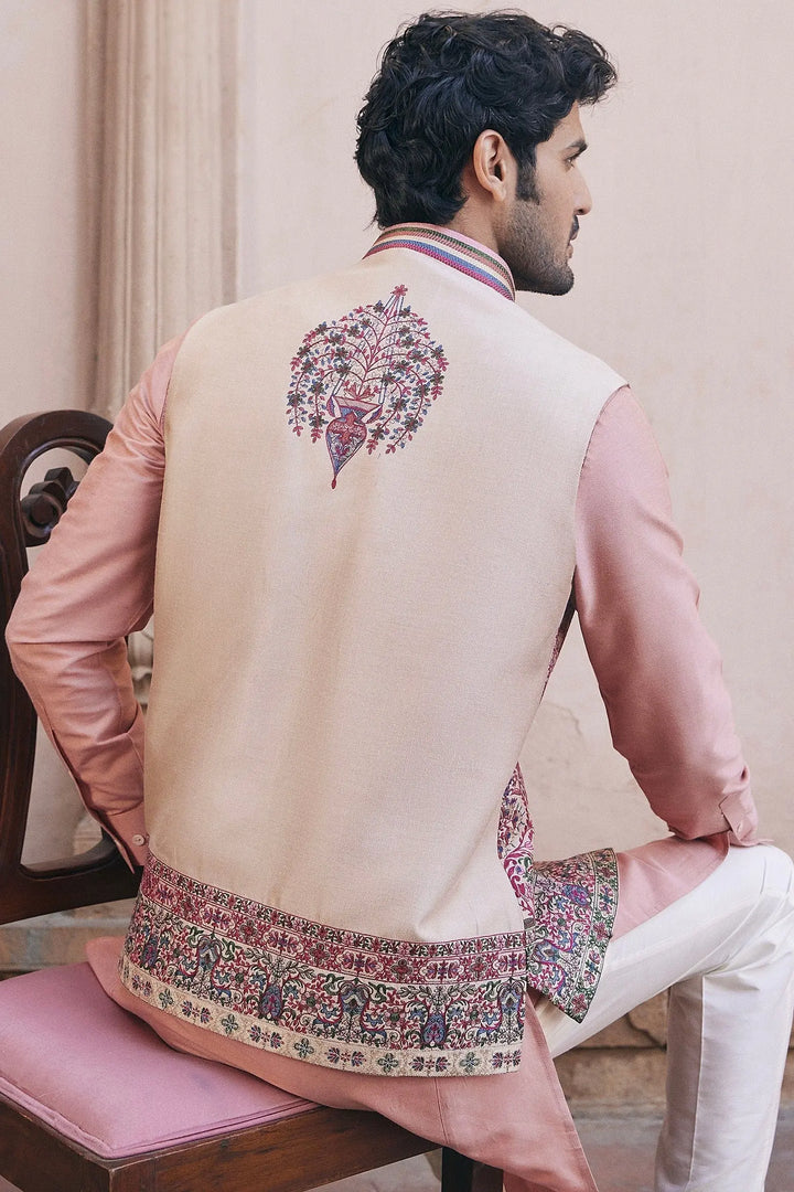 Multi Coloured Kashmiri Embroidery Bundi Set - Asuka Couture