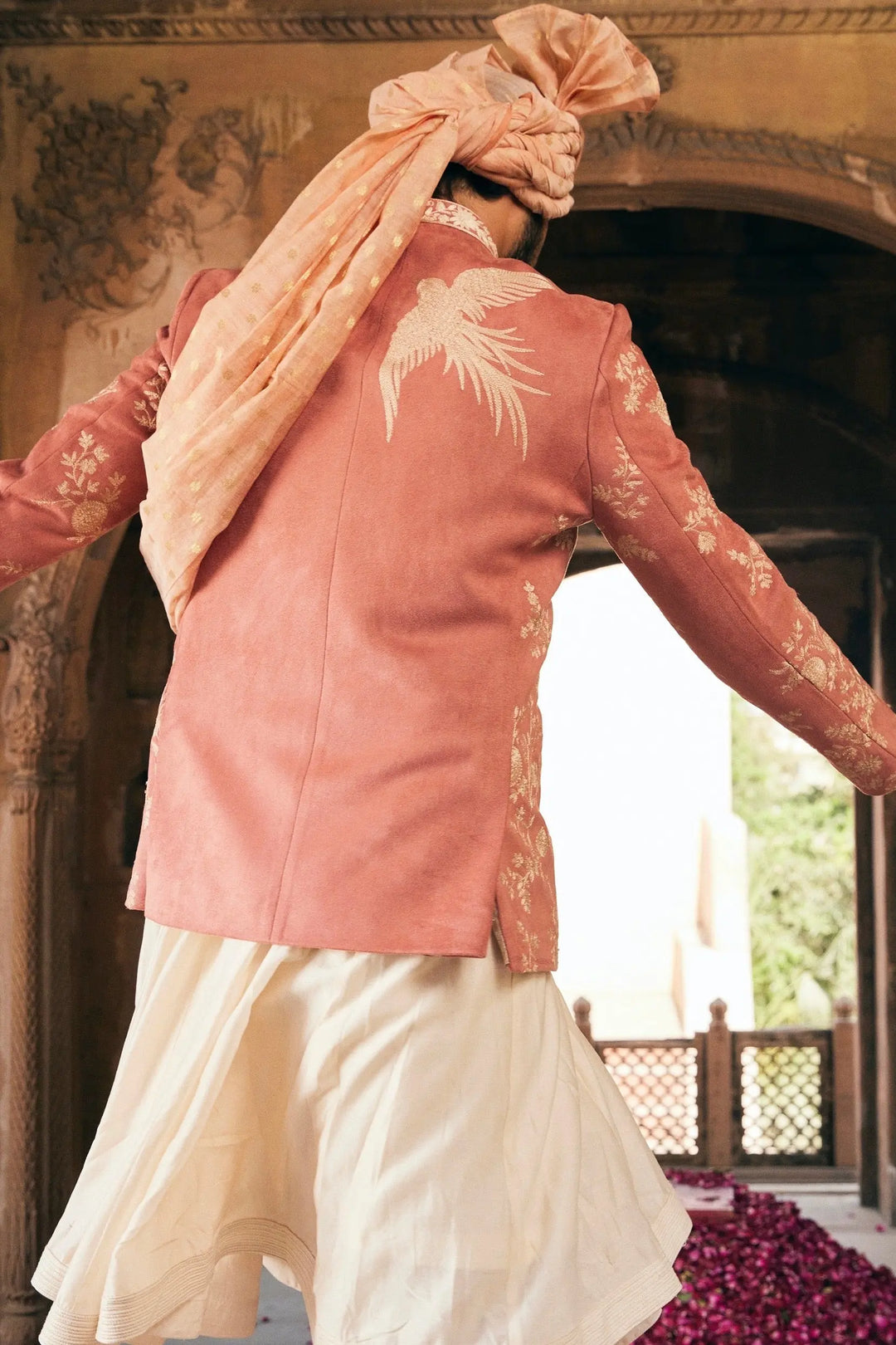Pink Kiran Dori Embroidery Bandhgala with Anarkali Kurta - Asuka Couture