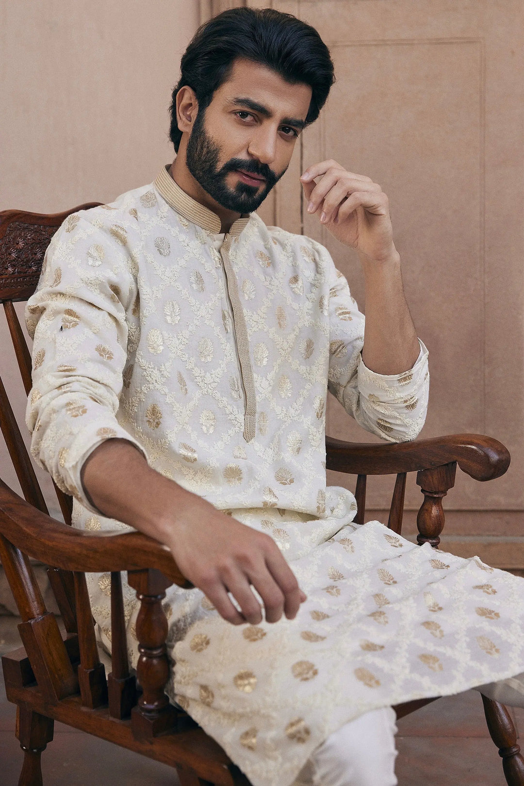 Shop Banarsi Cord Embroidery Chanderi Silk Kurta