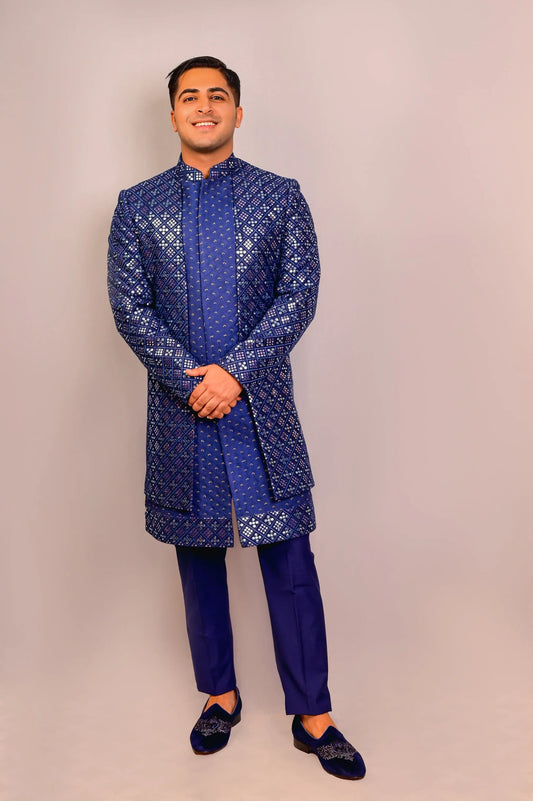 Royal Blue Open Achkan
