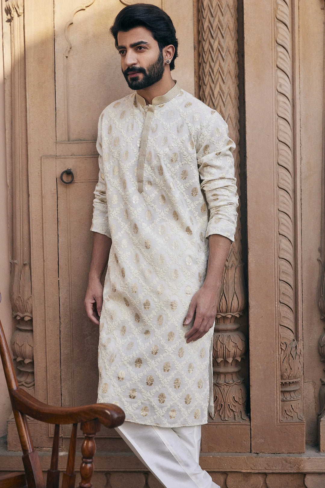 Purchase Banarsi Cord Embroidery Chanderi Silk Kurta 