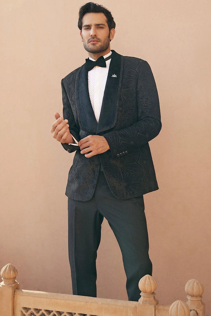 Shop Black Aari Embroidery Tuxedo